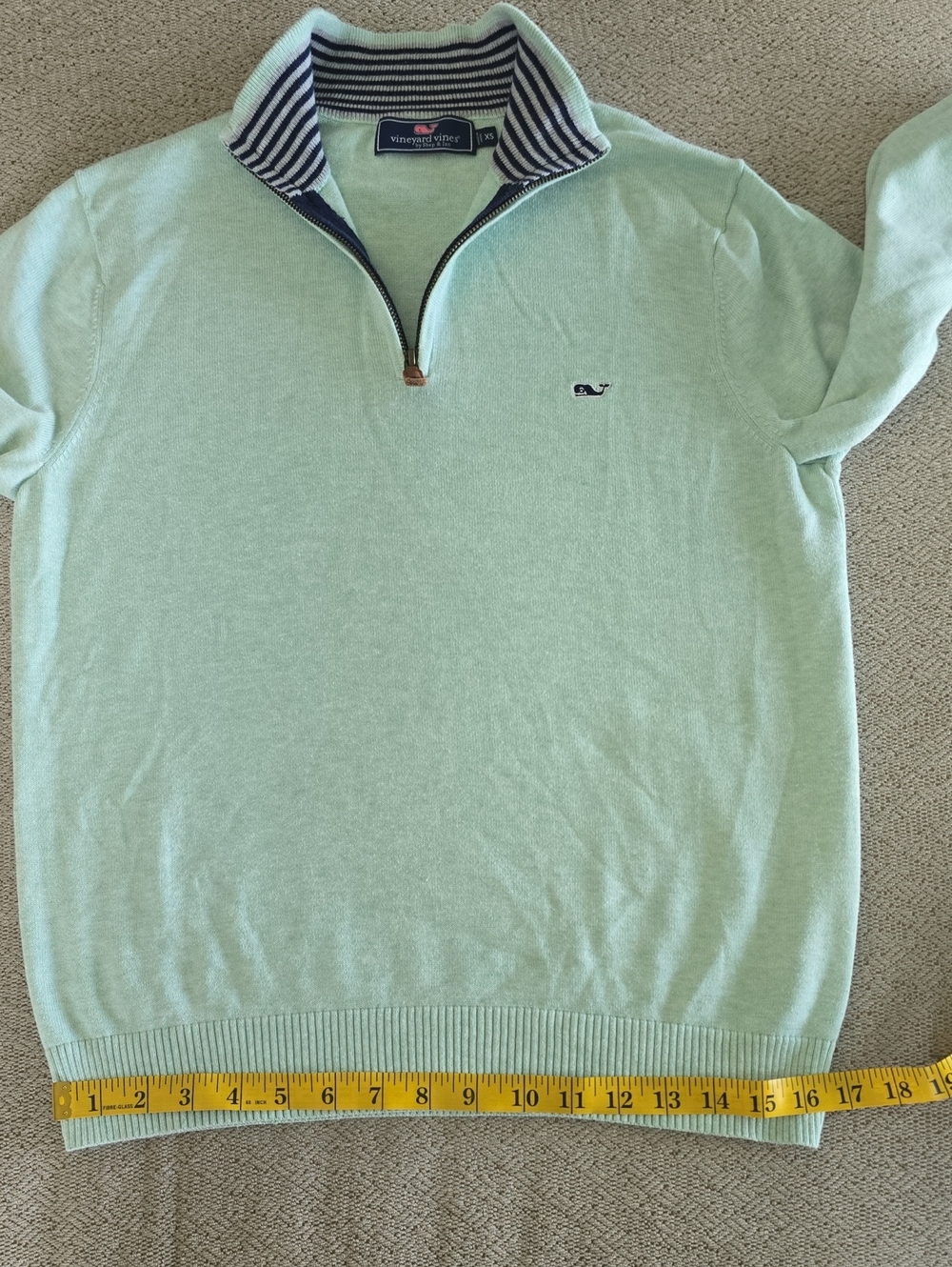 Vineyard Vines Heather Mint Green 1/4 Zip Pullover Sweater - Size XS - Picture 7 of 12